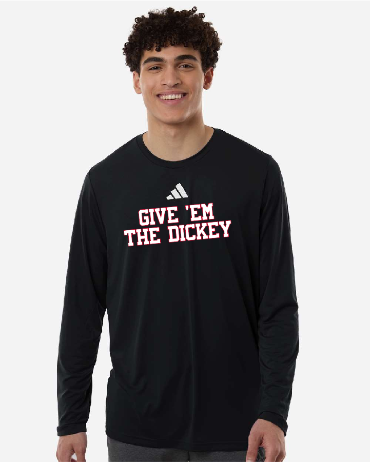 Load image into Gallery viewer, GIVE 'EM THE DICKEY Adidas Pregame Long Sleeve Dry Fit T-Shirt
