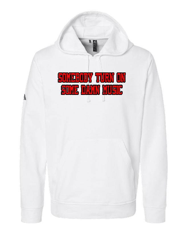 Load image into Gallery viewer, TURN ON SOME DAMN MUSIC Adidas Fleece Hoodie
