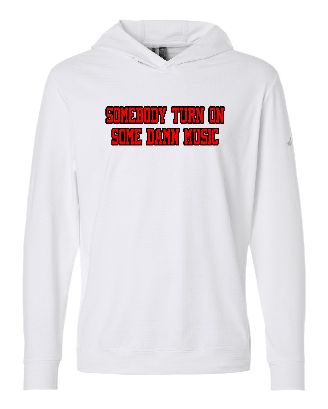 Load image into Gallery viewer, TURN ON SOME DAMN MUSIC Adidas Elevated Hoodie
